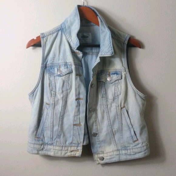 Old Navy Jackets & Blazers - Old Navy L Y2K Sleeveless Distressed Jeans Vest